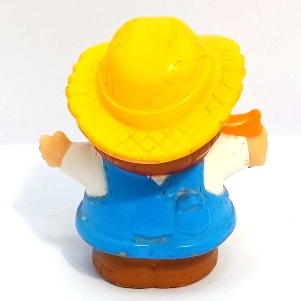 2007 Fisher-Price Little People Farmer Jed‎ Figure Yellow Hat Blue Overalls VTG